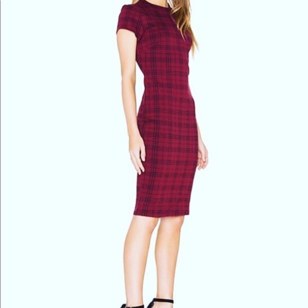 Bishop + Young Ellie Burgundy & Black Plaid Mini Dress